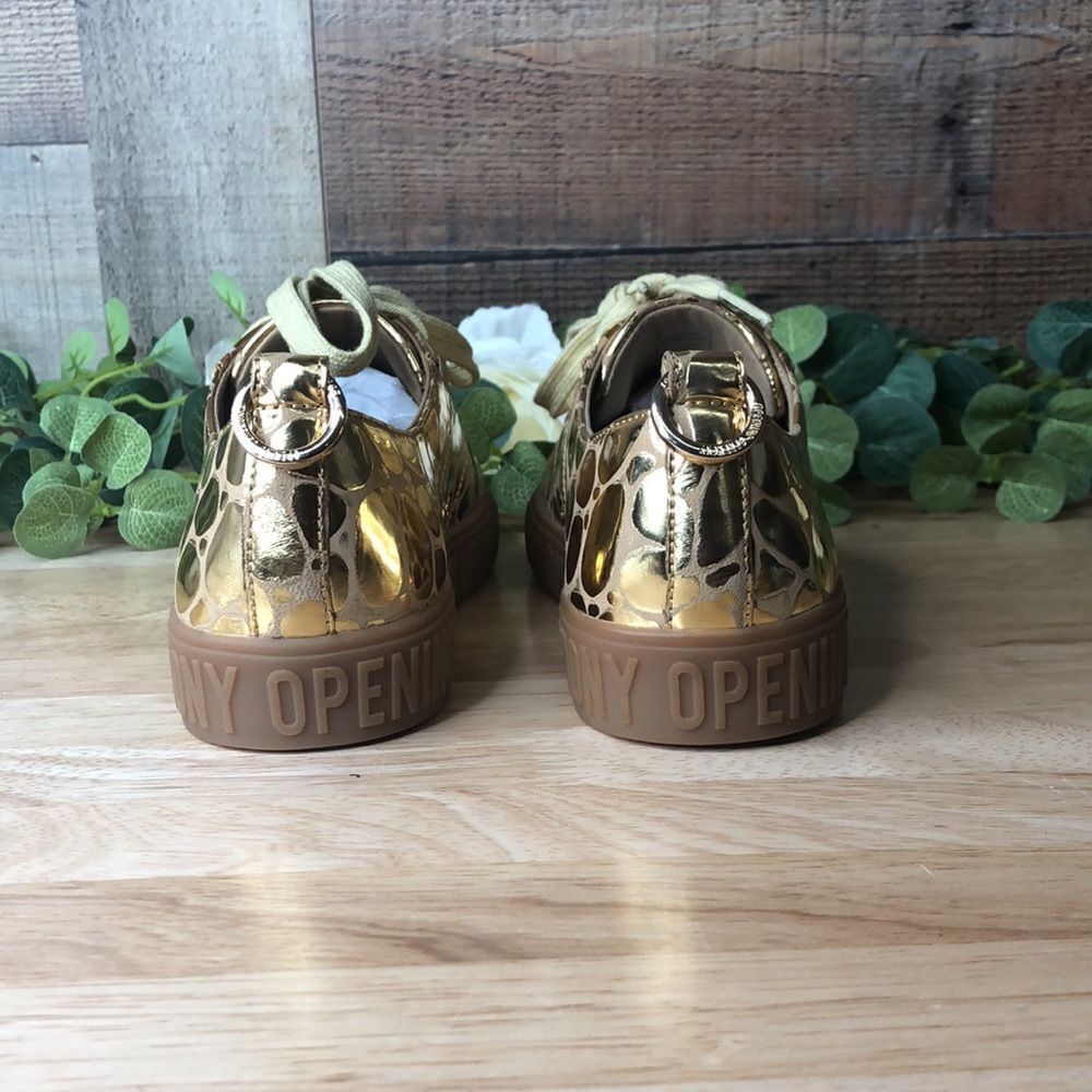 Opening Ceremony La Cienega Metallic Embossed Low Top Sneakers Gold, 5M - Picture 4 of 6
